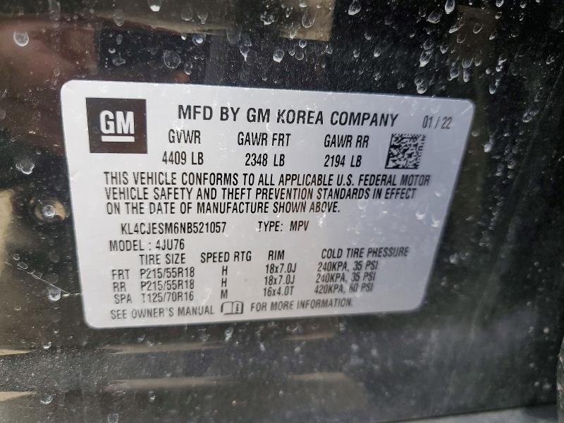 Aukcja sprzedaży 2022 Buick Encore, vin: KL4CJESM6NB521057, numer aukcji: 79231105