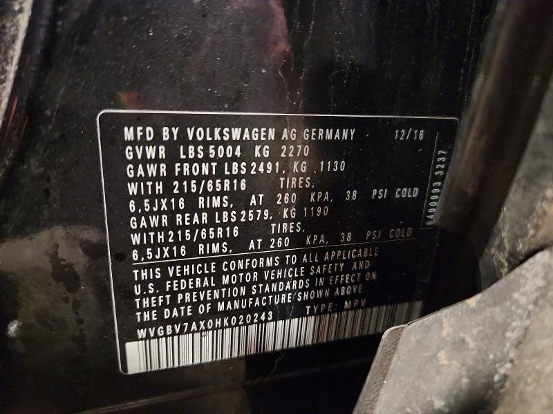 Aukcja sprzedaży 2017 Volkswagen Tiguan, vin: WVGBV7AX0HK020243, numer aukcji: 79095235