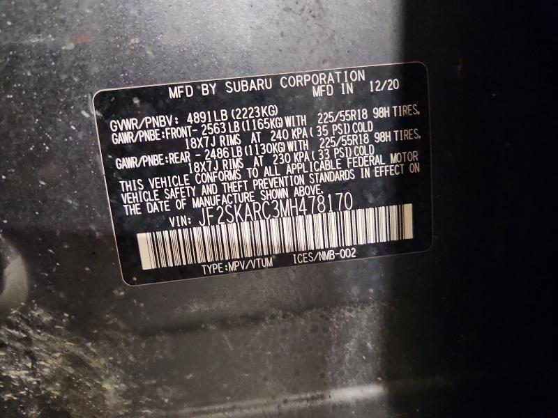 Auction sale of the 2021 Subaru Forester, vin: JF2SKARC3MH478170, lot number: 76372915