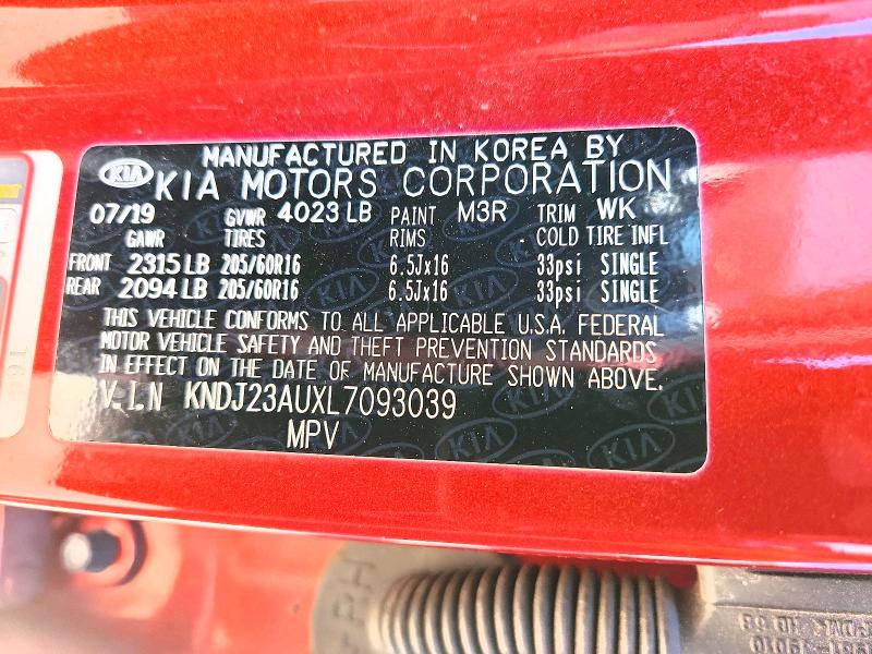77706485 :رقم المزاد ، KNDJ23AUXL7093039 vin ، 2020 Kia Soul مزاد بيع
