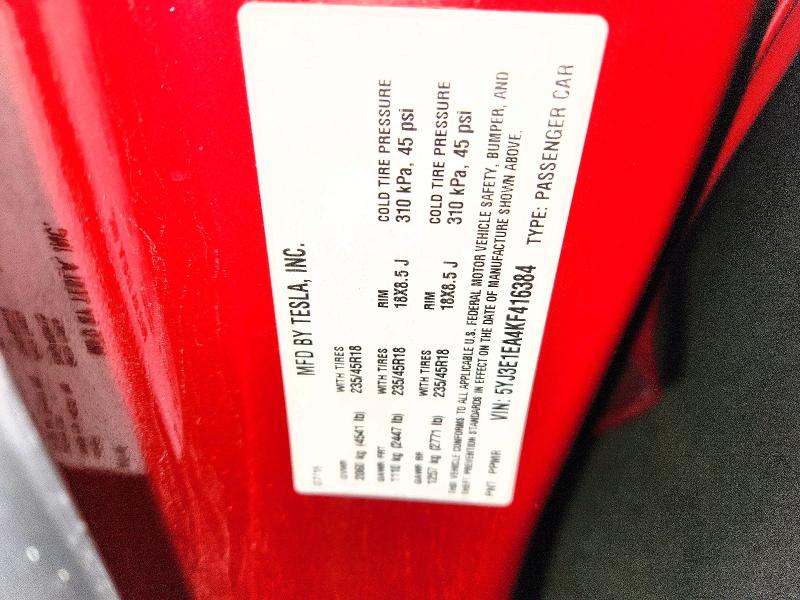 Aukcja sprzedaży 2019 Tesla Model 3, vin: 5YJ3E1EA4KF416384, numer aukcji: 78062315