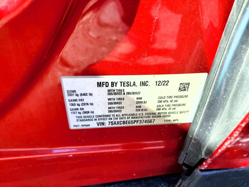 Продаж на аукціоні авто 2023 Tesla Model X, vin: 7SAXCBE65PF374567, номер лоту: 75480345