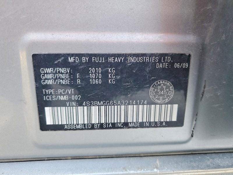 Aukcja sprzedaży 2010 Subaru Legacy, vin: 4S3BMGG65A3214174, numer aukcji: 77656955