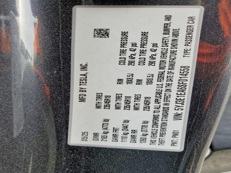 Продажа на аукционе авто 2025 Tesla Model 3, vin: 5YJ3E1EA6SF014558, номер лота: 76648485