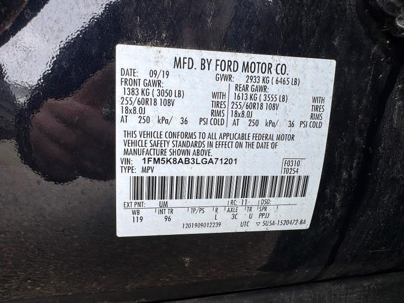 Aukcja sprzedaży 2020 Ford Explorer P, vin: 1FM5K8AB3LGA71201, numer aukcji: 78453045