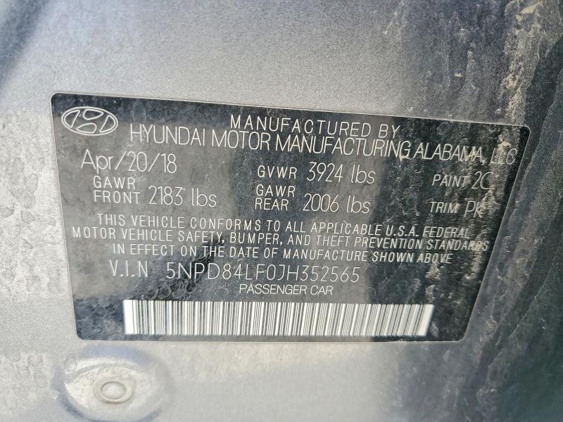 Продаж на аукціоні авто 2018 Hyundai Elantra, vin: 5NPD84LF0JH352565, номер лоту: 78685825
