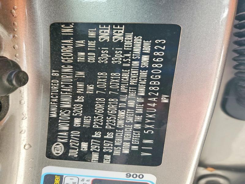 2011 Kia Sorento მანქანა იყიდება აუქციონზე, vin: 5XYKU4A28BG086823, აუქციონის ნომერი: 77706425