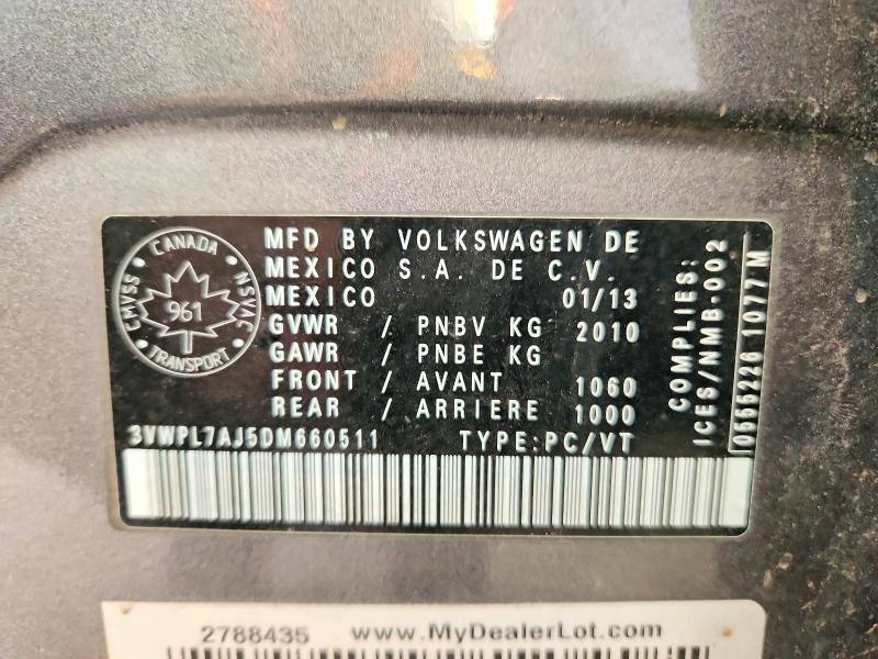 Aukcja sprzedaży 2013 Volkswagen Jetta, vin: 3VWPL7AJ5DM660511, numer aukcji: 76057605