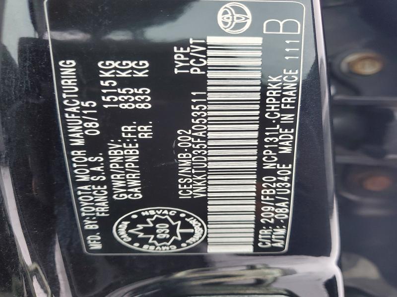 2015 Toyota Yaris მანქანა იყიდება აუქციონზე, vin: VNKKTUD35FA053511, აუქციონის ნომერი: 76949265