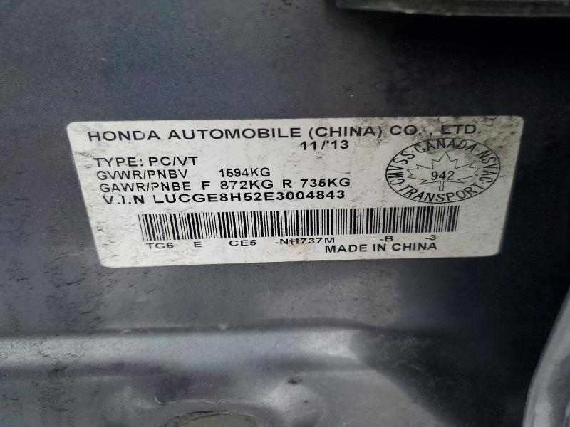78628545 :رقم المزاد ، LUCGE8H52E3004843 vin ، 2014 Honda Fit مزاد بيع