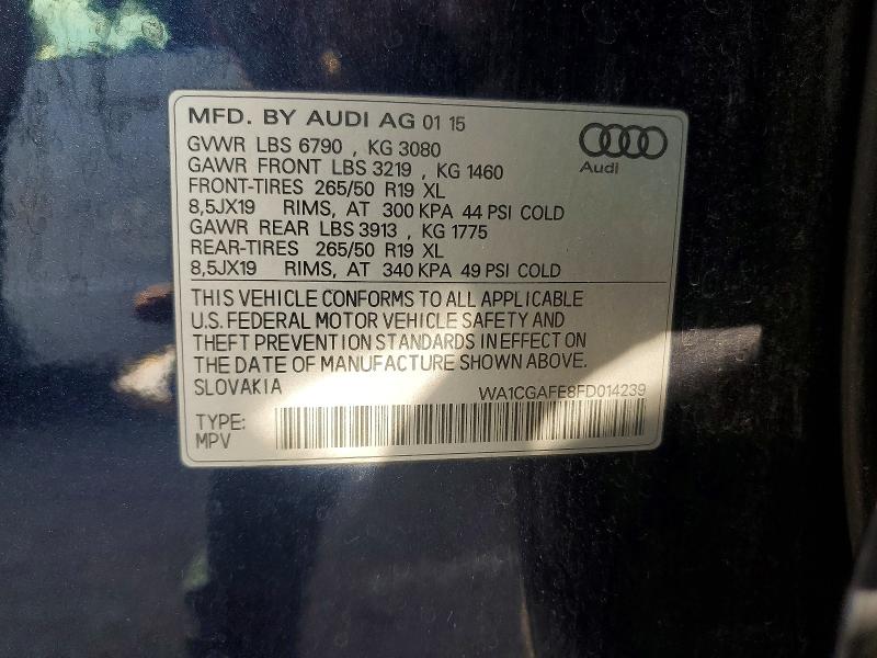 79080475 :رقم المزاد ، WA1CGAFE8FD014239 vin ، 2015 Audi Q7 مزاد بيع