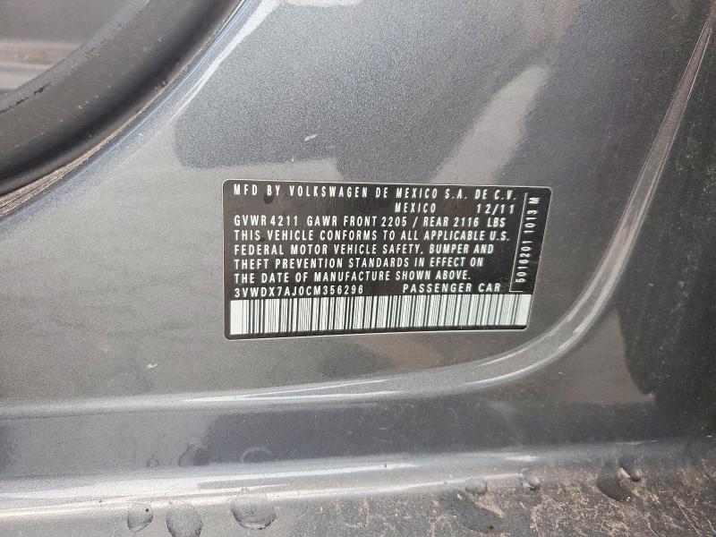Продаж на аукціоні авто 2012 Volkswagen Jetta, vin: 3VWDX7AJ0CM356296, номер лоту: 77963955