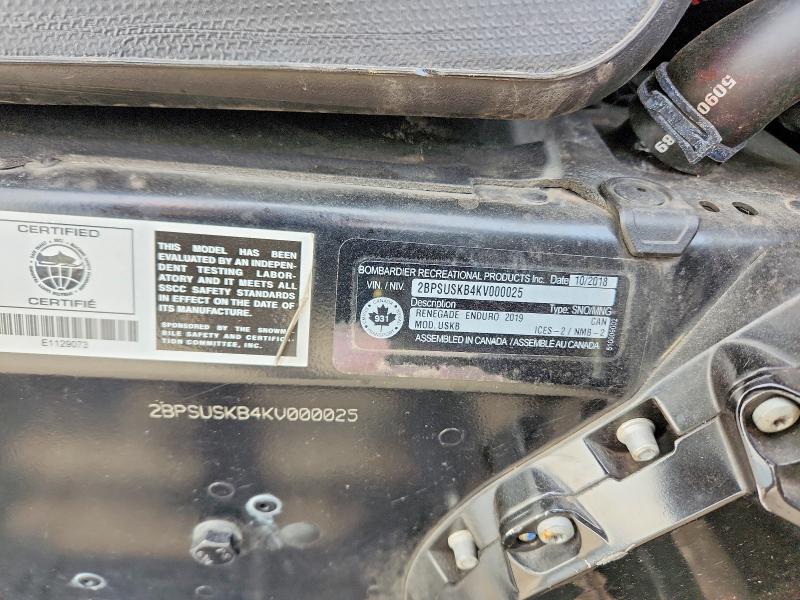 79193225 :رقم المزاد ، 2BPSUSKB4KV000025 vin ، 2019 Ski Enduro مزاد بيع
