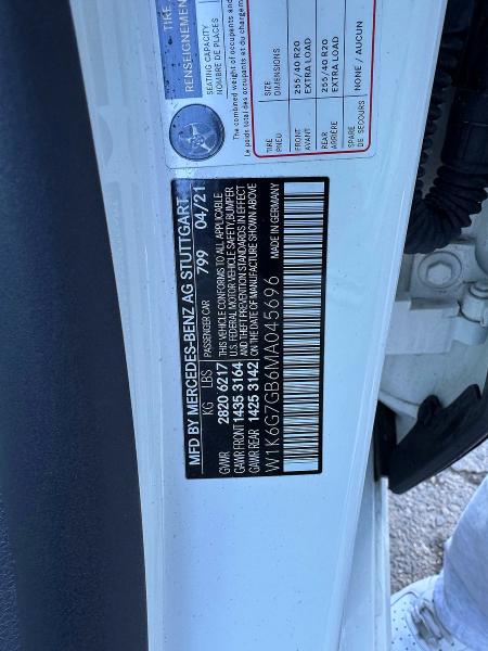 2021 Mercedes-benz S 580 4mat მანქანა იყიდება აუქციონზე, vin: W1K6G7GB6MA045696, აუქციონის ნომერი: 78268835