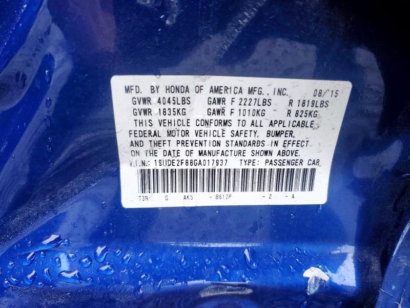 Продажа на аукционе авто 2016 Acura Ilx, vin: 19UDE2F88GA017937, номер лота: 77578555
