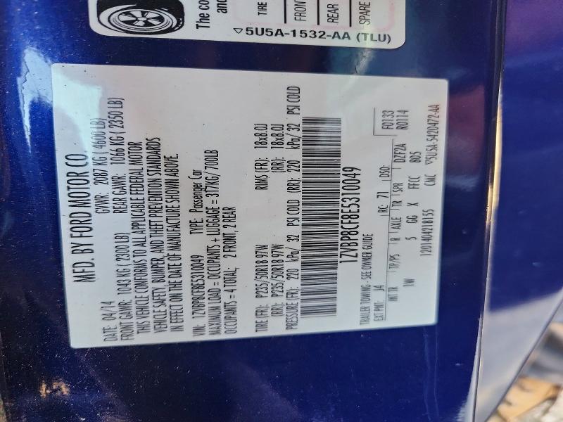 76443265 :رقم المزاد ، 1ZVBP8CF8E5310049 vin ، 2014 Ford Mustang مزاد بيع
