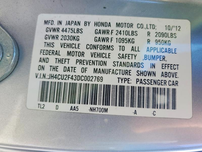 76925405 :رقم المزاد ، JH4CU2F43DC002769 vin ، 2013 Acura Tsx مزاد بيع
