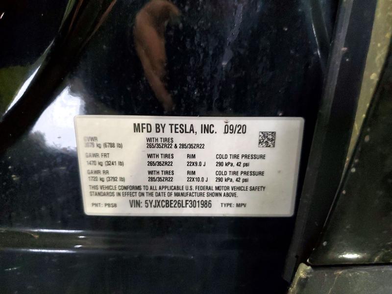Aukcja sprzedaży 2020 Tesla Model X, vin: 5YJXCBE26LF301986, numer aukcji: 76326735