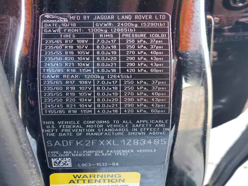 Aukcja sprzedaży 2020 Jaguar E-pace, vin: SADFK2FXXL1Z83485, numer aukcji: 76959645