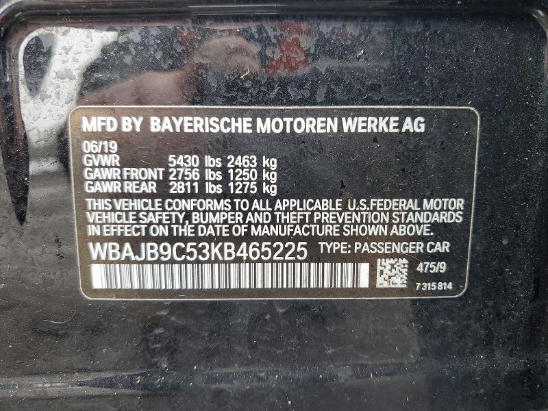 Aukcja sprzedaży 2019 Bmw M550xi, vin: WBAJB9C53KB465225, numer aukcji: 78061405