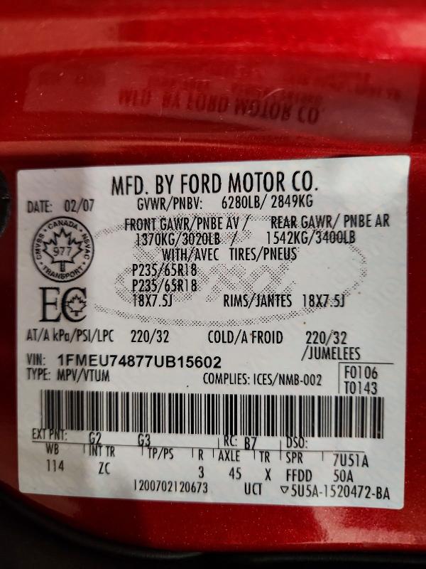 Продажа на аукционе авто 2007 Ford Explorer, vin: 1FMEU74877UB15602, номер лота: 76406585