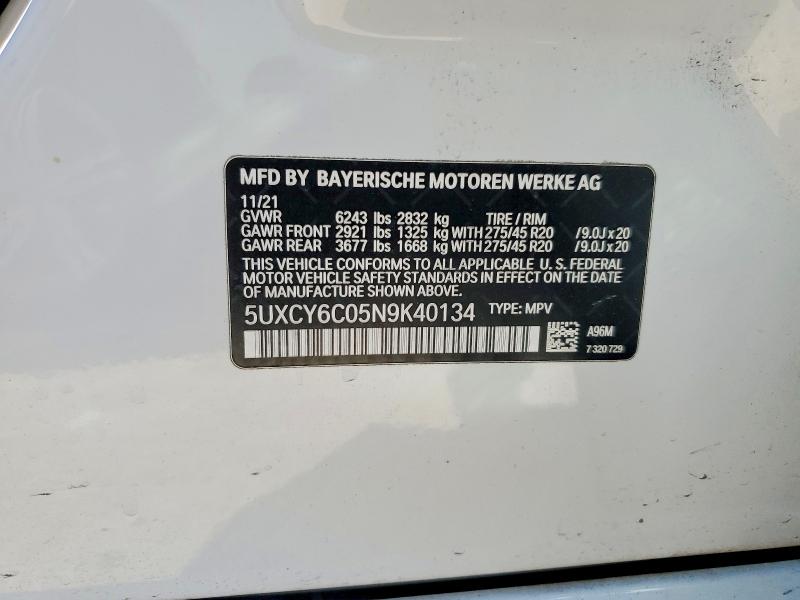 Aukcja sprzedaży 2022 Bmw X6, vin: 5UXCY6C05N9K40134, numer aukcji: 78824455