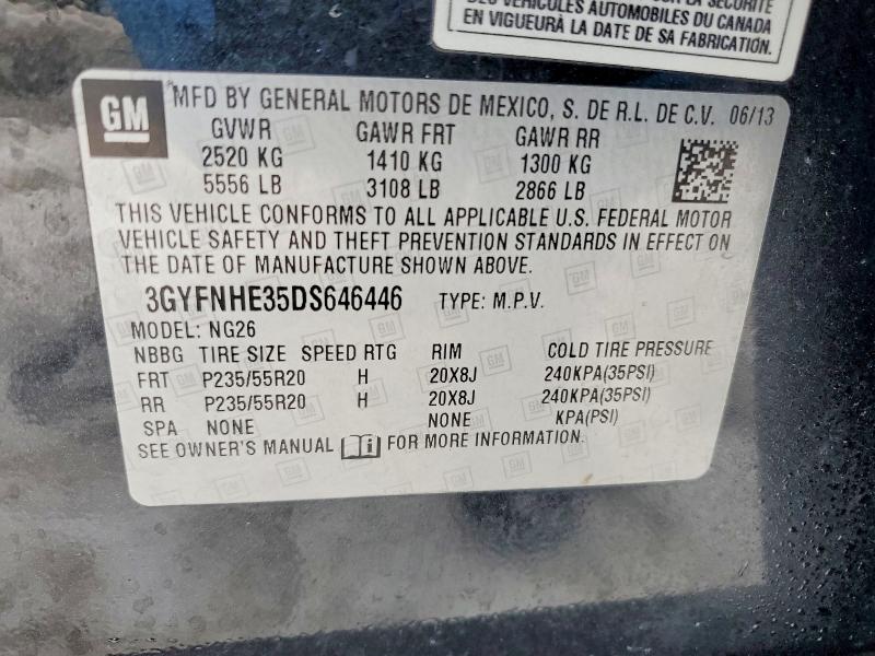 2013 Cadillac Srx მანქანა იყიდება აუქციონზე, vin: 3GYFNHE35DS646446, აუქციონის ნომერი: 77134625