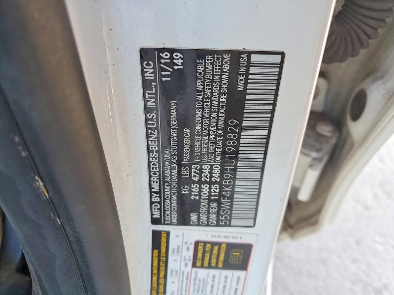 Продажа на аукционе авто 2017 Mercedes-benz C, vin: 55SWF4KB9HU198829, номер лота: 77348205