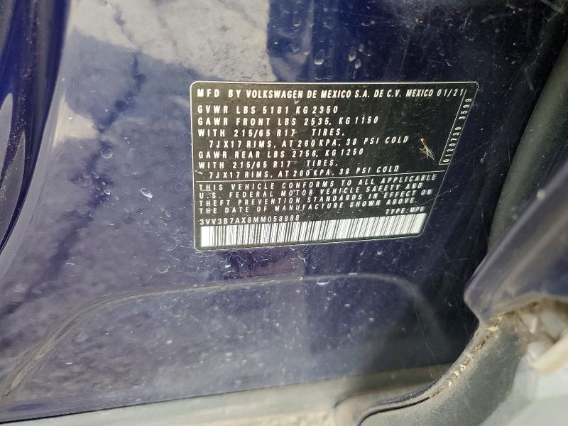 Продаж на аукціоні авто 2021 Volkswagen Tiguan, vin: 3VV3B7AX8MM058888, номер лоту: 78177485