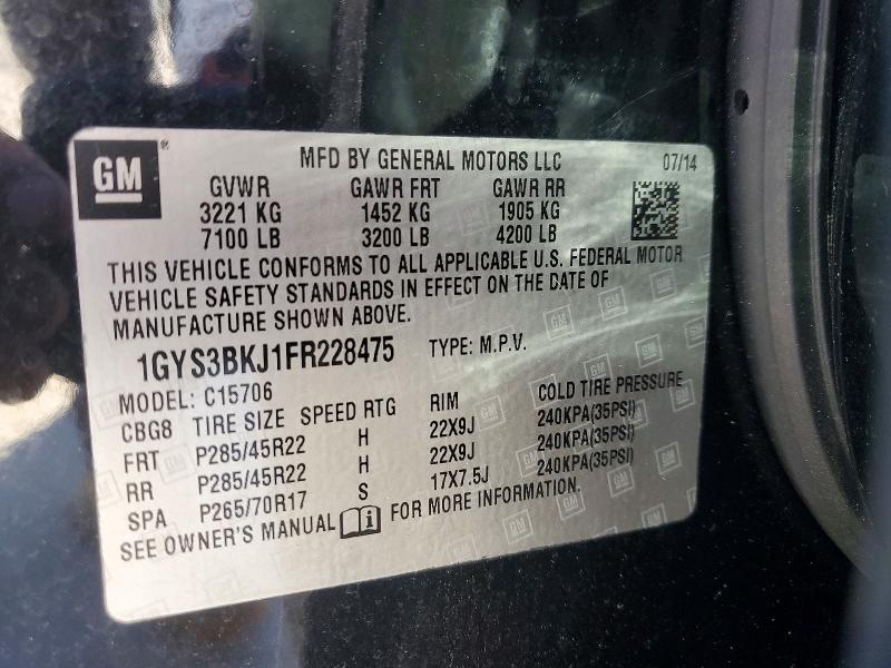 Продаж на аукціоні авто 2015 Cadillac Escalade, vin: 1GYS3BKJ1FR228475, номер лоту: 78588135
