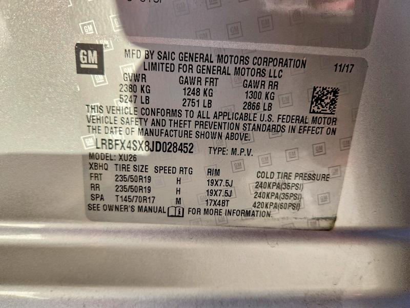 Aukcja sprzedaży 2018 Buick Envision, vin: LRBFX4SX8JD028452, numer aukcji: 78325145