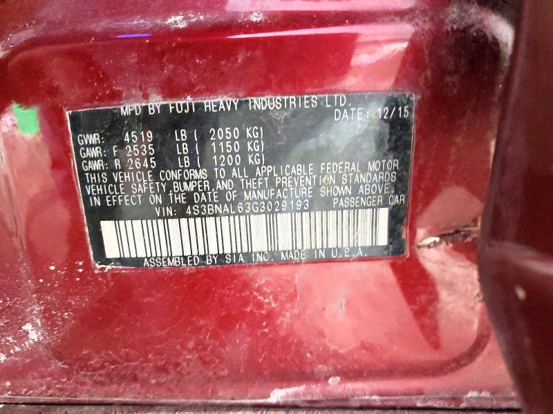 78401105 :رقم المزاد ، 4S3BNAL63G3029193 vin ، 2016 Subaru Legacy مزاد بيع