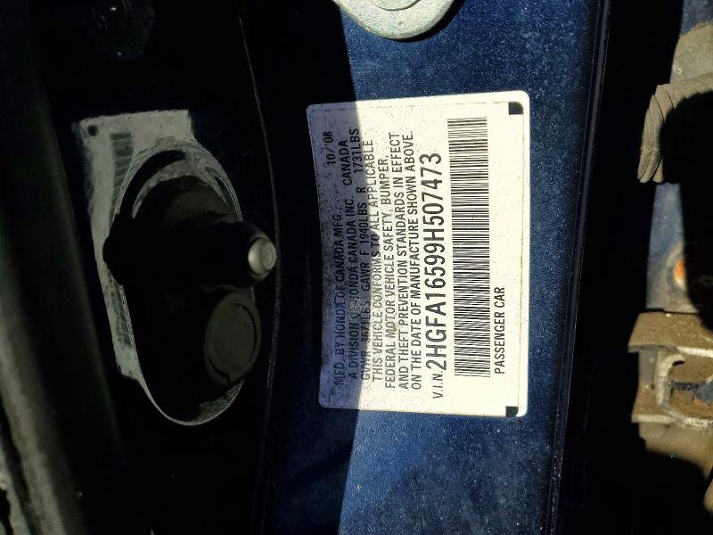2009 Honda Civic მანქანა იყიდება აუქციონზე, vin: 2HGFA16599H507473, აუქციონის ნომერი: 75617585