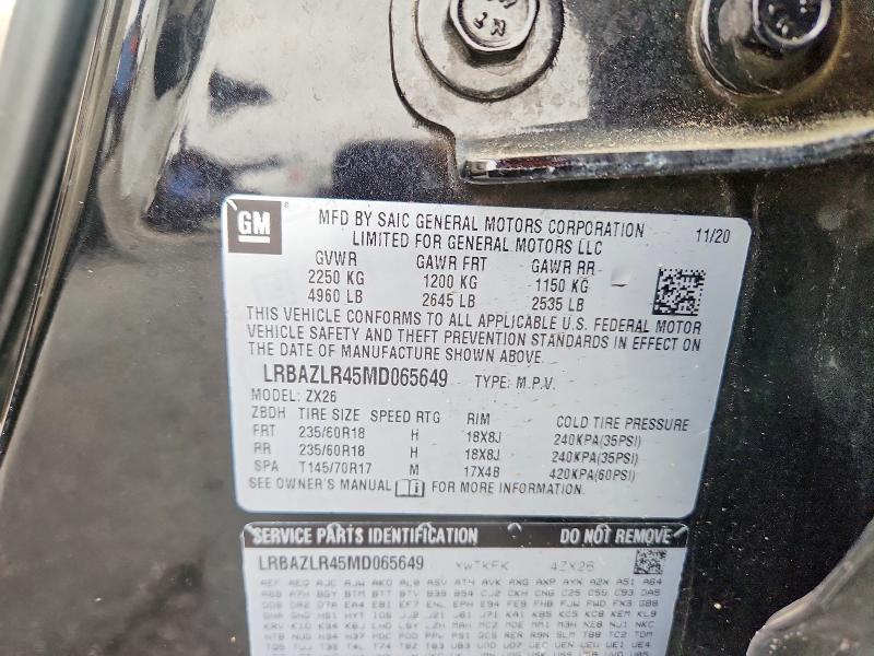 75148815 :رقم المزاد ، LRBAZLR45MD065649 vin ، 2021 Buick Envision مزاد بيع