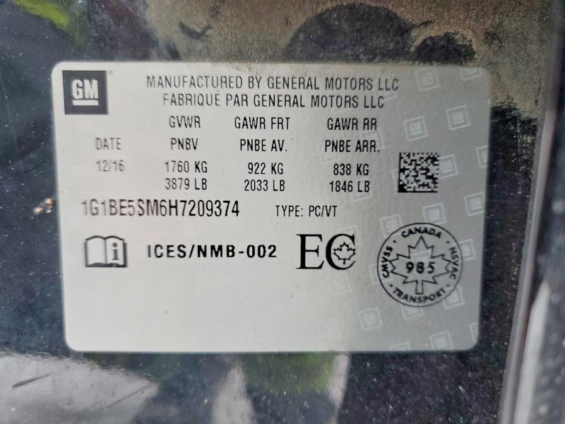 Продаж на аукціоні авто 2017 Chevrolet Cruze, vin: 1G1BE5SM6H7209374, номер лоту: 78809485