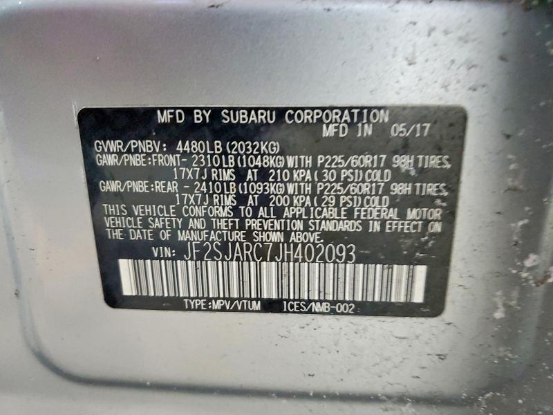 Aukcja sprzedaży 2018 Subaru Forester, vin: JF2SJARC7JH402093, numer aukcji: 75610925