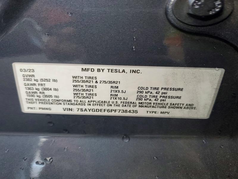 2023 Tesla Model Y მანქანა იყიდება აუქციონზე, vin: 7SAYGDEF6PF738435, აუქციონის ნომერი: 78064865