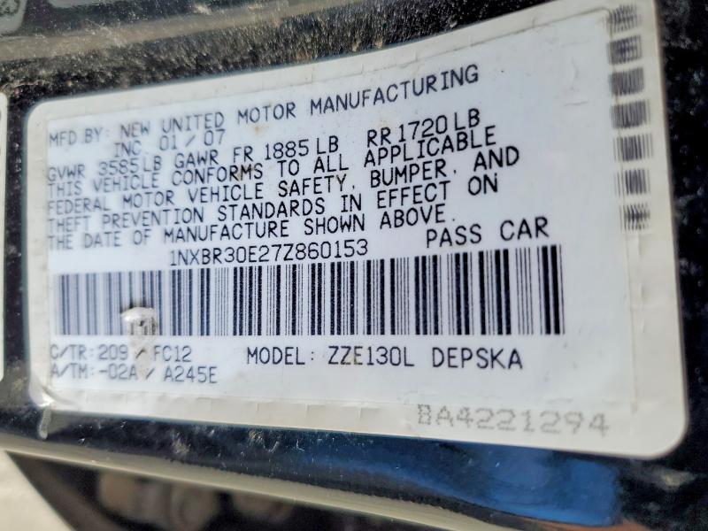 Aukcja sprzedaży 2007 Toyota Corolla, vin: 1NXBR30E27Z860153, numer aukcji: 77558605