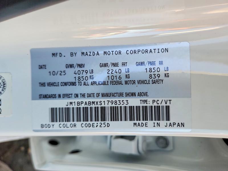 Продаж на аукціоні авто 2025 Mazda 3, vin: JM1BPABMXS1798353, номер лоту: 76721615
