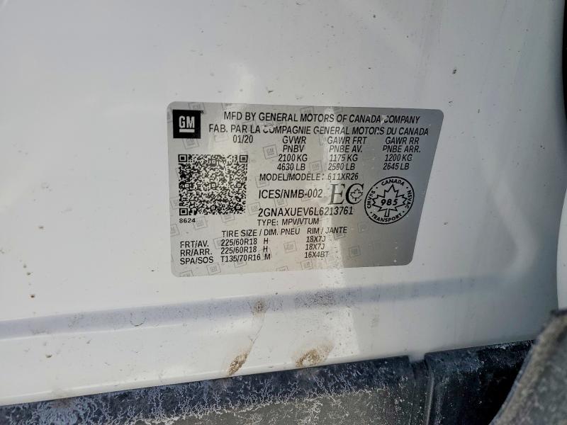 78209555 :رقم المزاد ، 2GNAXUEV6L6213761 vin ، 2020 Chevrolet Equinox مزاد بيع