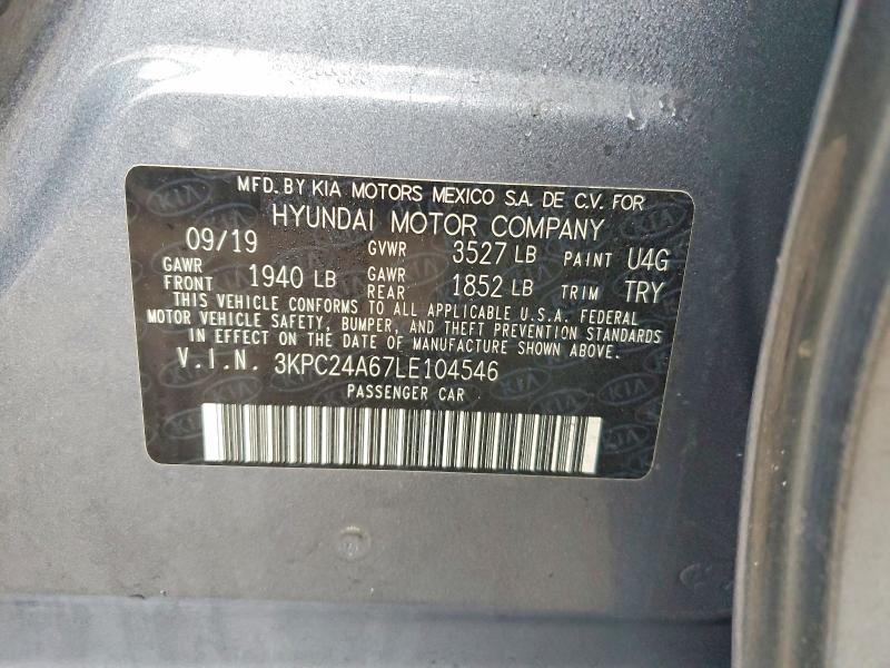 77408485 :رقم المزاد ، 3KPC24A67LE104546 vin ، 2020 Hyundai Accent مزاد بيع