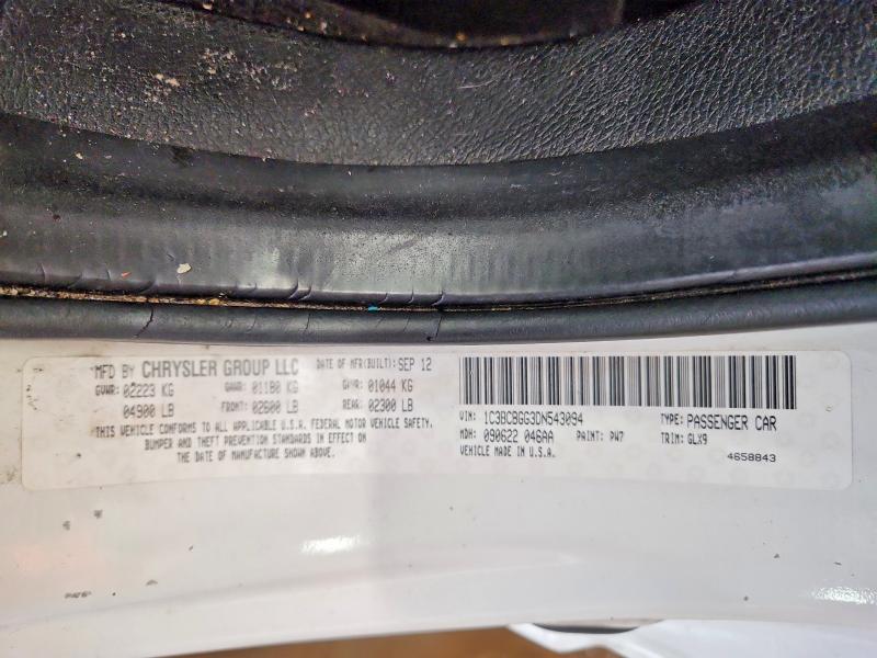 2013 Chrysler 200 მანქანა იყიდება აუქციონზე, vin: 1C3BCBGG3DN543094, აუქციონის ნომერი: 78327845