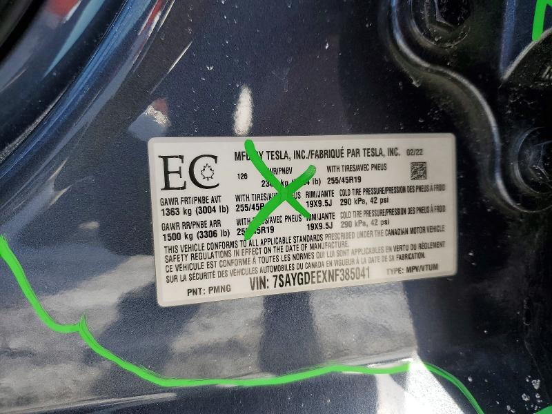 Aukcja sprzedaży 2022 Tesla Model Y, vin: 7SAYGDEEXNF385041, numer aukcji: 78848065