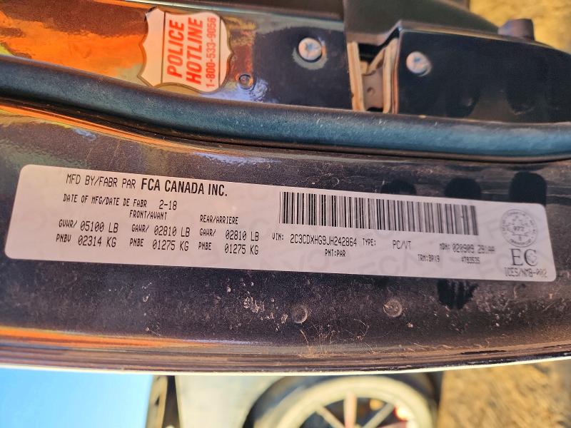 Продаж на аукціоні авто 2018 Dodge Charger Sx, vin: 2C3CDXHG9JH242864, номер лоту: 76853975
