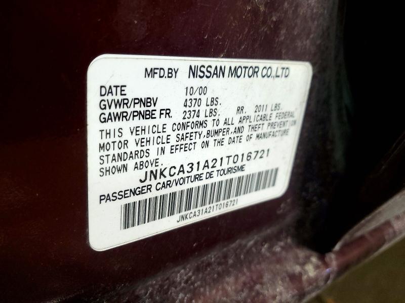 Aukcja sprzedaży 2001 Infiniti I30, vin: JNKCA31A21T016721, numer aukcji: 78881885