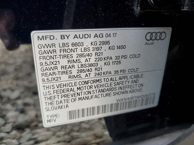 Aukcja sprzedaży 2017 Audi Q7, vin: WA1VAAF74HD053778, numer aukcji: 77101535