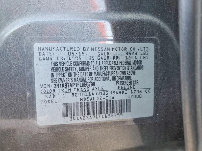 Aukcja sprzedaży 2015 Nissan Sentra, vin: 3N1AB7AP1FL655799, numer aukcji: 75602645