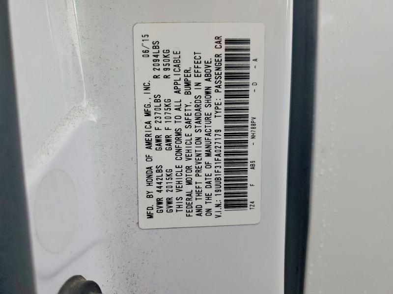2015 Acura Tlx მანქანა იყიდება აუქციონზე, vin: 19UUB1F31FA027179, აუქციონის ნომერი: 79089005