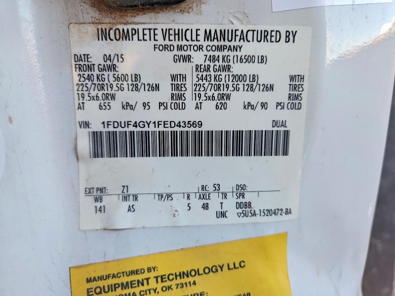 Продаж на аукціоні авто 2015 Ford F450, vin: 1FDUF4GY1FED43569, номер лоту: 58147726