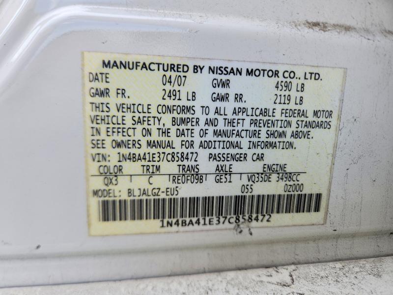 Продаж на аукціоні авто 2007 Nissan Maxima, vin: 1N4BA41E37C858472, номер лоту: 77029495